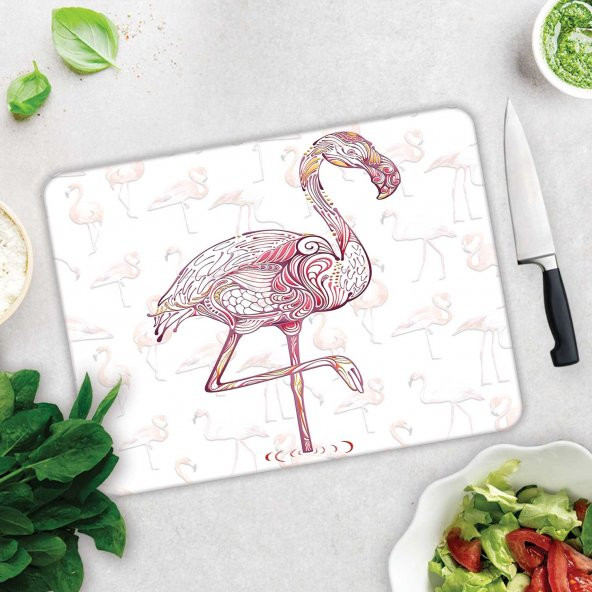 DECORITA - Flamingo Desen - Cam Kesme Tahtası - 3