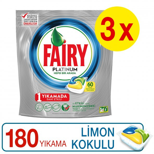 Fairy Platinum Bulaşık Deterjanı Kapsülü Limon 60 x 3 Yıkama