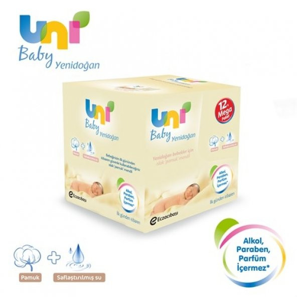 Uni Baby Yenidoğan Islak Mendil 12li Fırsat Paketi 480 Yaprak