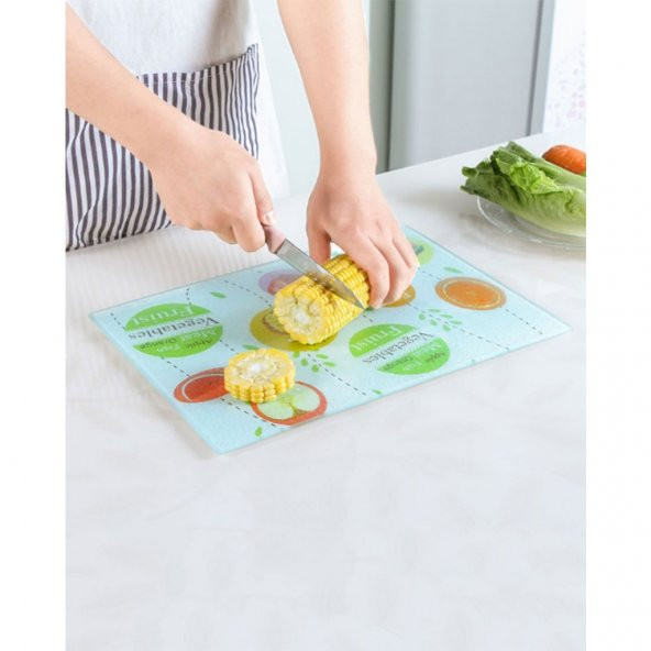 DECORİTA Antrasit Kristal - Cam Kesme Tahtası - Kesim Tablası - 4