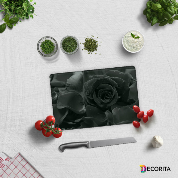 DECORITA Cam Kesme Tahtası- Karagül Desen