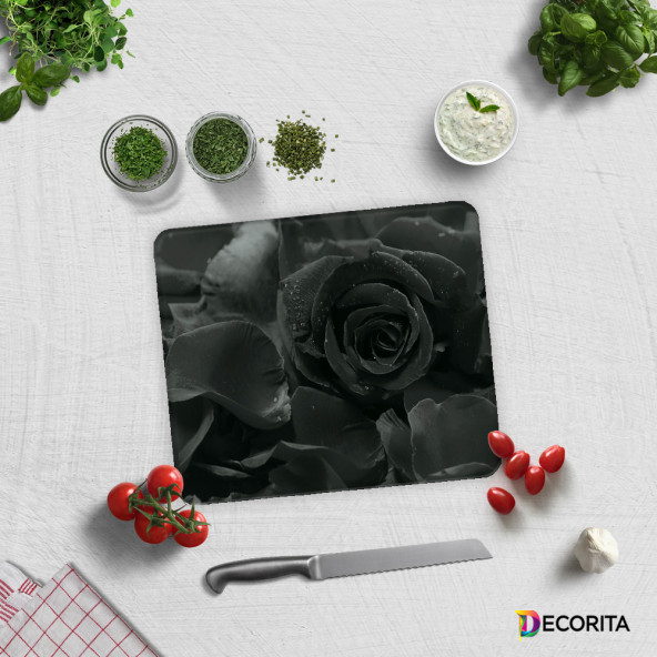 DECORITA Cam Kesme Tahtası- Karagül Desen - 2