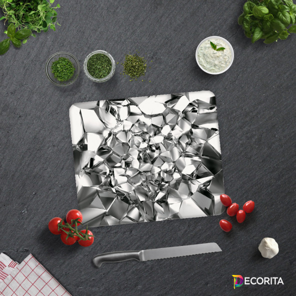 DECORITA Cam Kesme Tahtası - Gümüş Kristal - 2