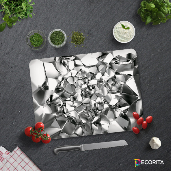 DECORITA Cam Kesme Tahtası - Gümüş Kristal - 3