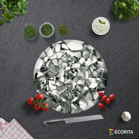 DECORITA Cam Kesme Tahtası - Gümüş Kristal - 4