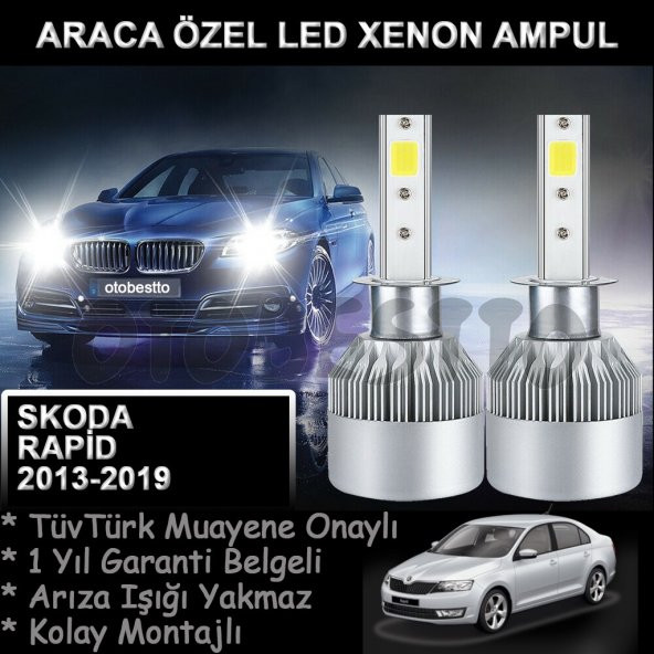 Skoda Rapid Araca özel Led Far Ampulü-Uzun-Kısa Led Xenon