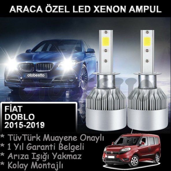 Fiat Doblo 15-19 Araca özel Led Far Ampul-Uzun-Kısa-sis Led Xenon - 1