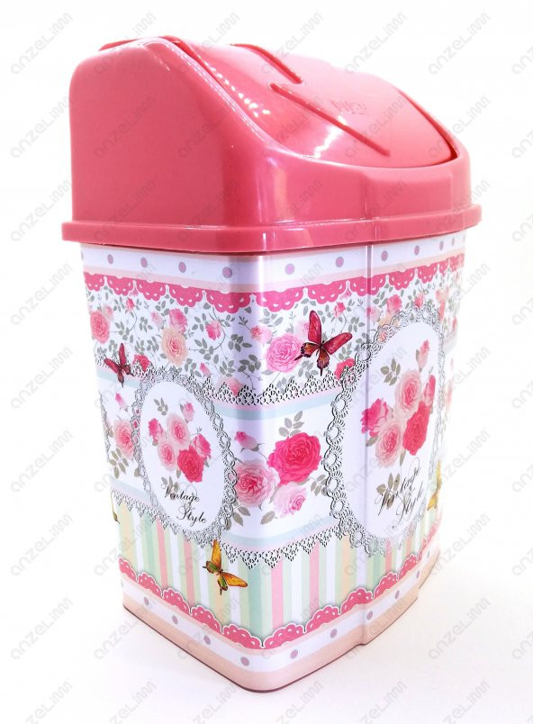 1 No Klik Çöp Kovası 3,5 Lt Desenli Pembe - 2