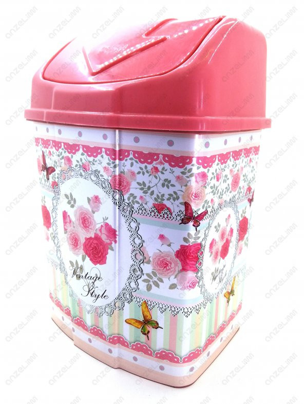 1 No Klik Çöp Kovası 3,5 Lt Desenli Pembe - 3