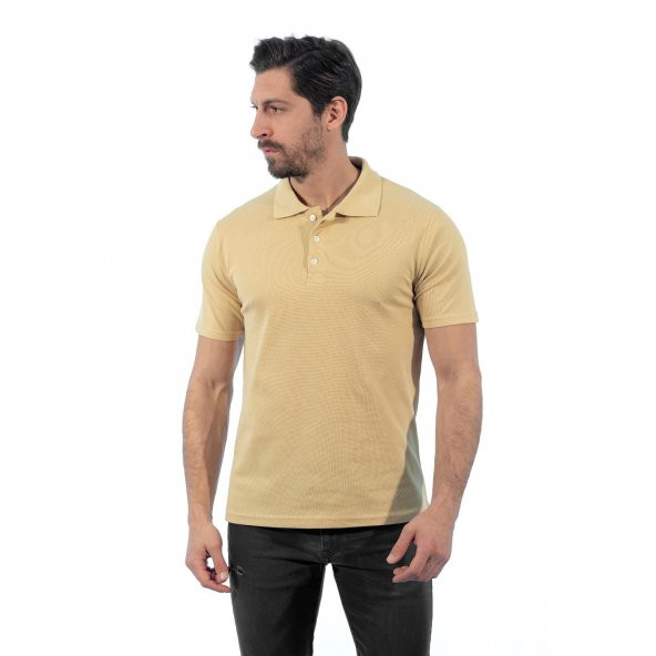 Polo Yaka Tişört, Bej -136E311- T-shirt, Tshirt, Kısa Kollu