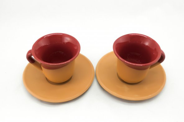 Toprak Kahve Fincanı - Kırmızı 2'li Set