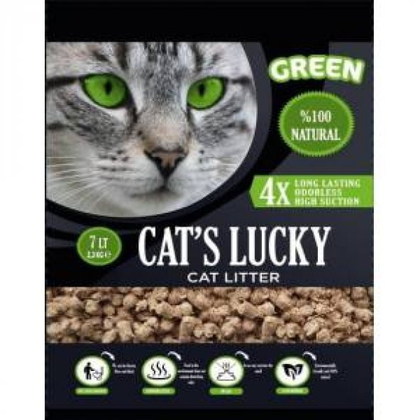 Cats Lucky Organik Kedi Kumu Green Seri 7 LT