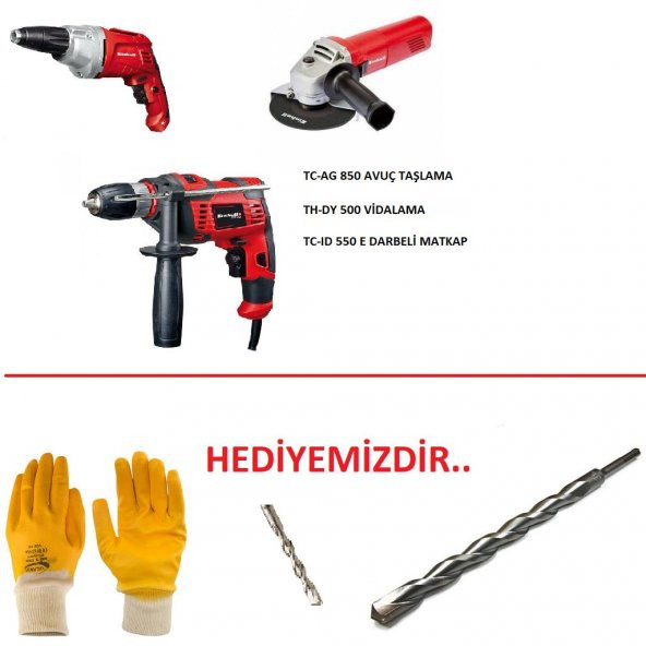 EİNHELL 3 LÜ SET (MATKAP-VİDALAMA-AVUÇ TAŞLAMA)