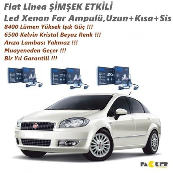Fiat Linea ŞİMŞEK ETKİLİ 8400LM 6500K Beyaz Yüksek Güç Led Xenon