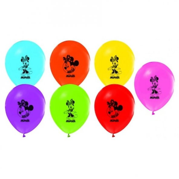 Çift Taraflı Minnie Mouse Baskılı 10 Adet Helyumla Uçan Balon