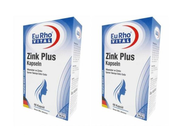 Eurho Vital Zink Plus 60 Kapsul 2li Paket SKT:03/2021