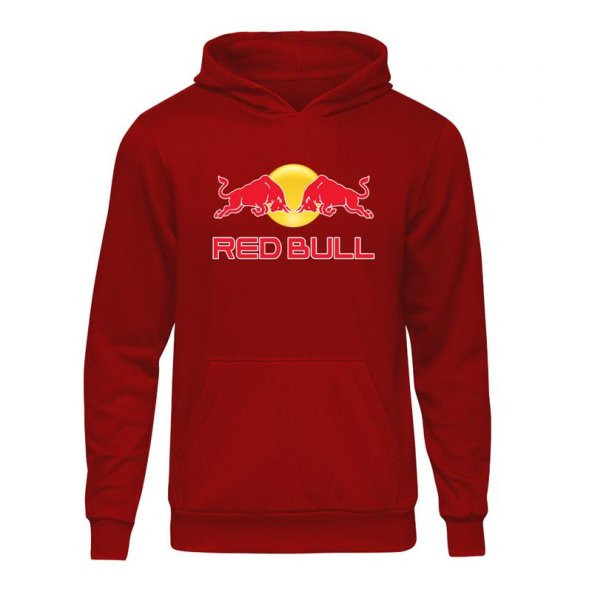 Casual Red Bull Logo Kırmızı Kapşonlu Hoodie Unisex