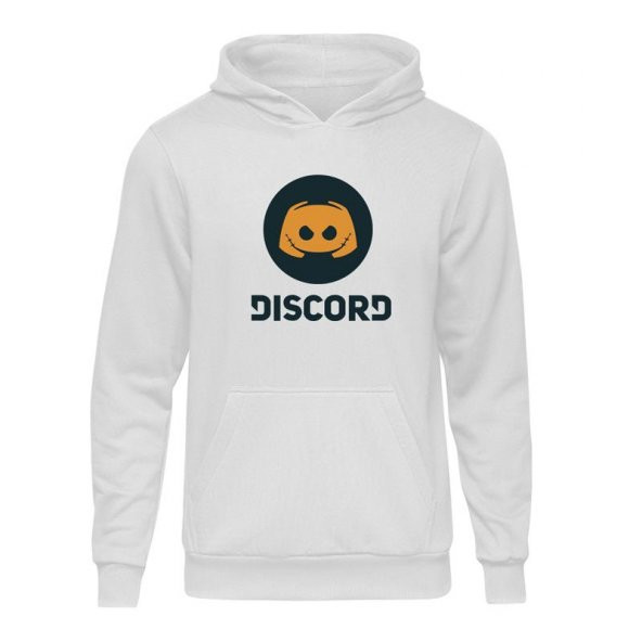 Casual Discord Beyaz Kapşonlu Hoodie Unisex
