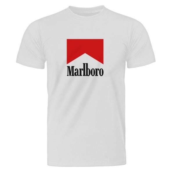 Casual Marlboro Logo Beyaz Tişört - 1