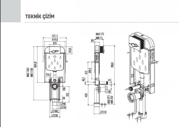Creavit GR5001 Gömme Rezervuar - TP325 Asma Klozet 5li Set - 5