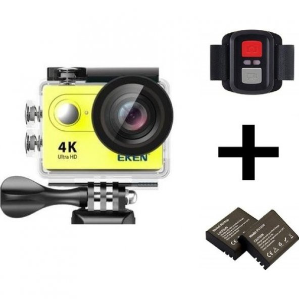 Eken H9R 4K Ultra Hd Wifi Aksiyon Kamera + Yedek Batarya – Sarı