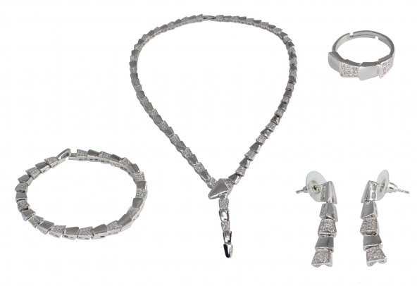 İtalyan Tasarım Moda Pırlanta Çelik Gümüş Altın Ayar Yılan Set