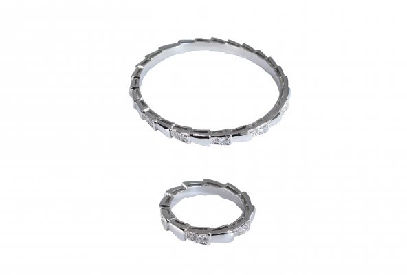 İtalyan Tasarım Moda Pırlanta Çelik Gümüş Altın Tamtur Yılan Set