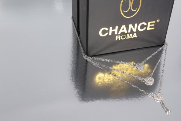 İtalyan Tasarım Moda Pırlanta Çelik Gümüş Altın Ayar Tektaş Kolye - 2