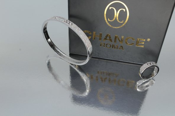 İtalyan Tasarım Moda Pırlanta Çelik Gümüş Altın Ayar Tektaş Set - 6