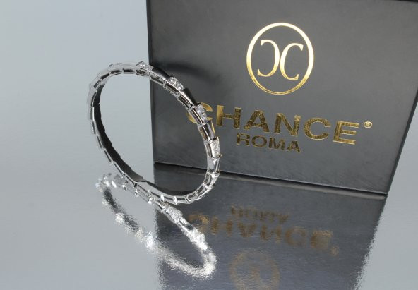 İtalya Pırlanta Gümüş Altın Tamtur Yılan Bileklik Kelepçe Bilezik - 3