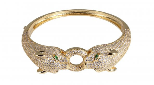 Pırlanta Çelik Gümüş Altın Panter Leopar Bileklik Kelepçe Bilezik