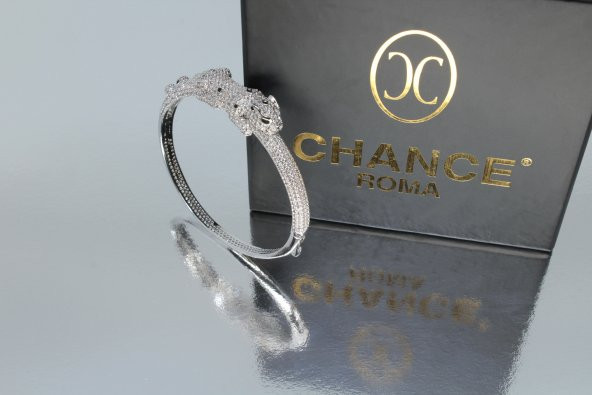 Pırlanta Gümüş Altın Panter Leopar Bileklik Kelepçe Bilezik - 4