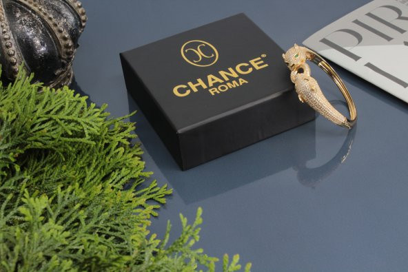 Pırlanta Çelik Gümüş Altın Panter Leopar Bileklik Kelepçe Bilezik - 2