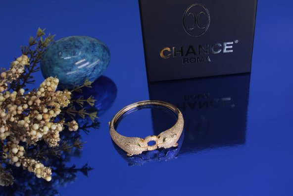 Pırlanta Çelik Gümüş Altın Panter Leopar Bileklik Kelepçe Bilezik - 3