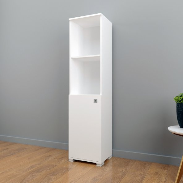 CREAFITTERS - Beyaz Tek Kapaklı Raflı Dolap - Resim 3