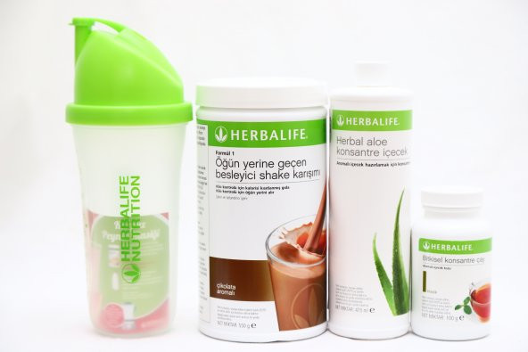 Herbalife Set (1 Çikolata SHAKE+1 Aloe Vera +1 Klasik Çay 100 gr + SHAKER Hediye)