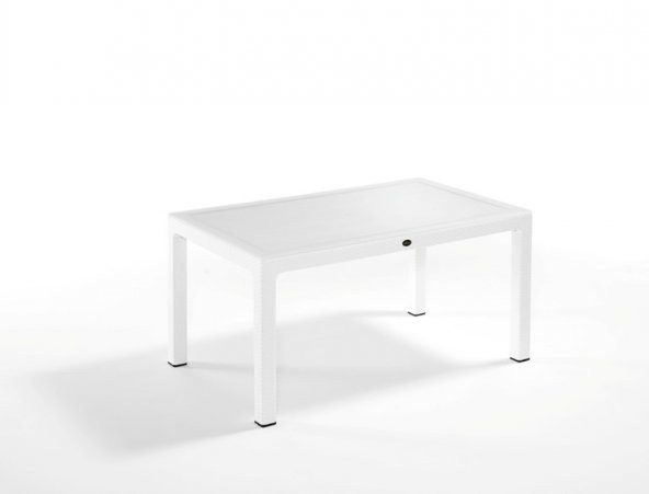 Novussi Rattan Camlı Masa Beyaz 90x150