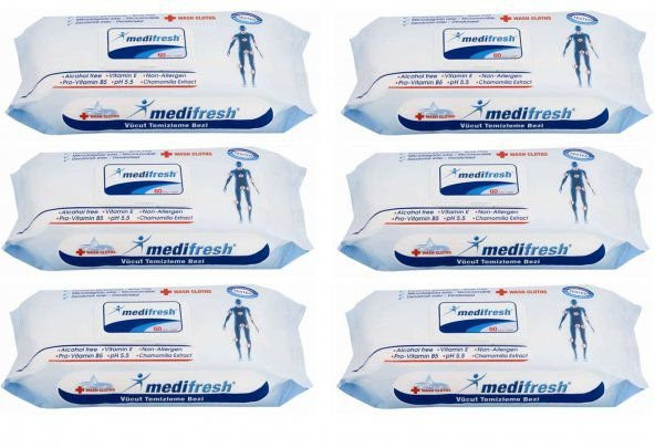 Medifresh Vücut Temizleme Bezi 50 lık 6 Paket 300 adet