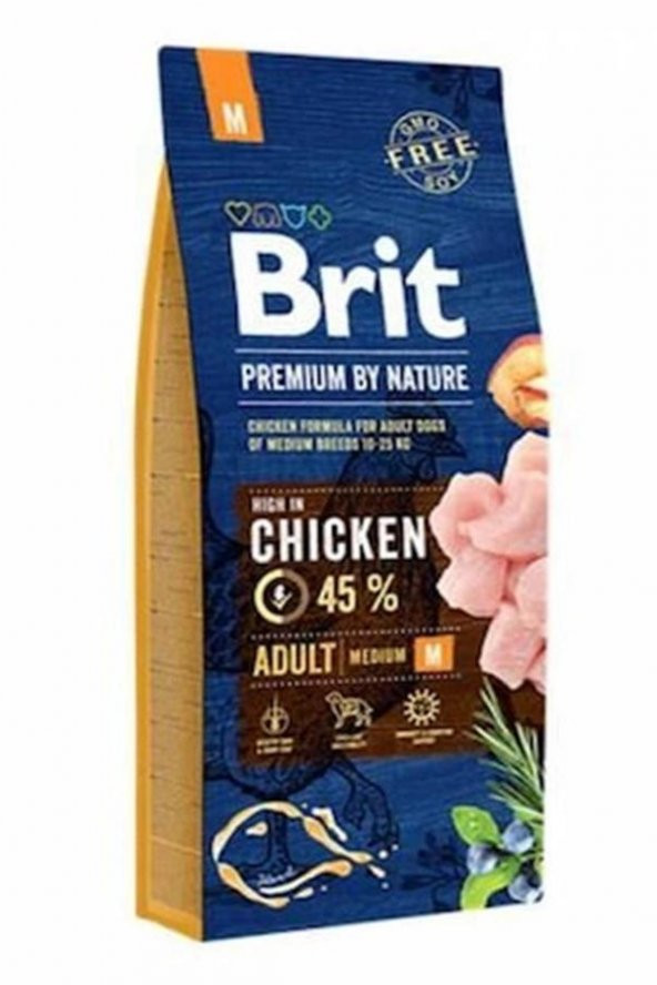 Brit Premium By Nature Tavuklu Orta Irk Yetişkin Köpek Maması 15 Kg