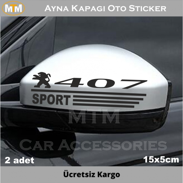 Peugeot 407 Ayna Kapağı Oto Sticker (2 Adet)