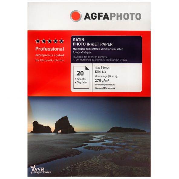 Agfa Photo Satin,Mat A3 270Gr/m²  Fotoğraf Kağıdı 20 Yaprak