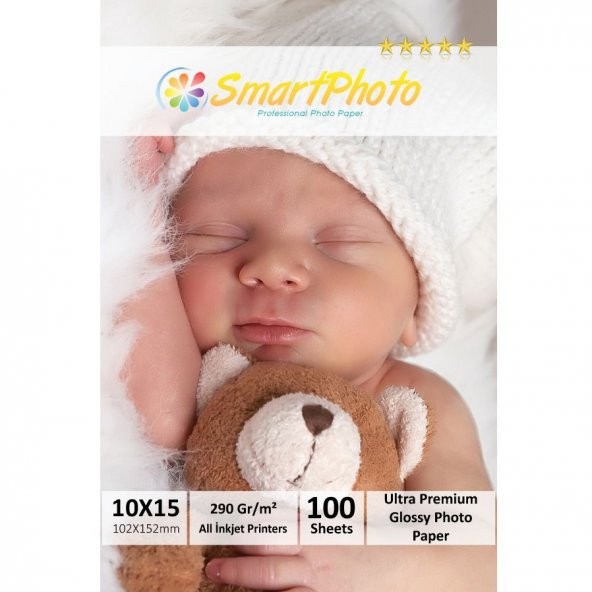 Smart Photo 10X15 Parlak (Glossy) 290 Gr/m² 100 Adet/1Paket Profesyonel Fotoğraf Kağıdı