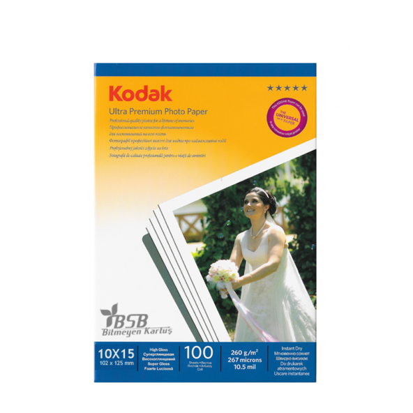 Kodak Ultra Premium Glossy,Parlak 10x15 260Gr/m²  Fotoğraf Kağıdı 100 Yaprak