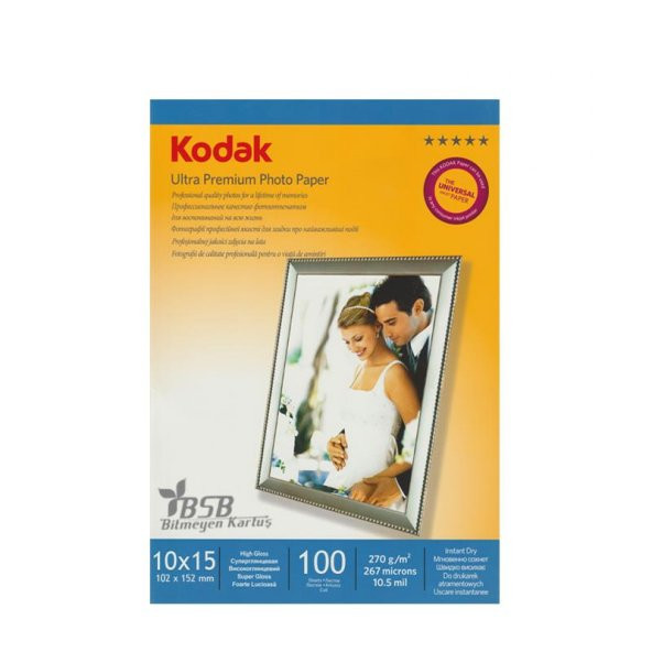 Kodak Ultra Premium Glossy,Parlak 10x15 270Gr/m²  Fotoğraf Kağıdı 100 Yaprak