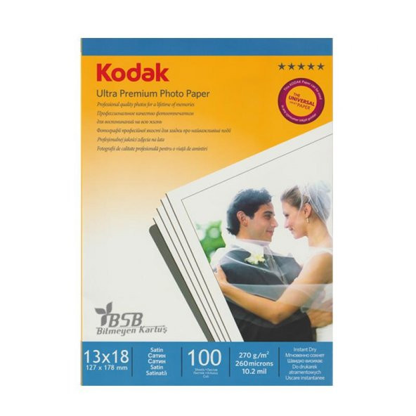 Kodak Ultra Premium Satin,Mat 13x18 270Gr/m²  Fotoğraf Kağıdı 100 Yaprak