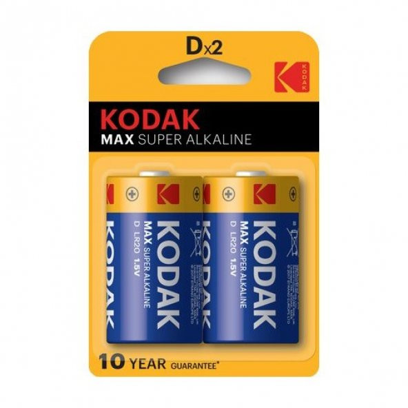 Kodak Max Alkalin Blister 2 Adet D Büyük Pil
