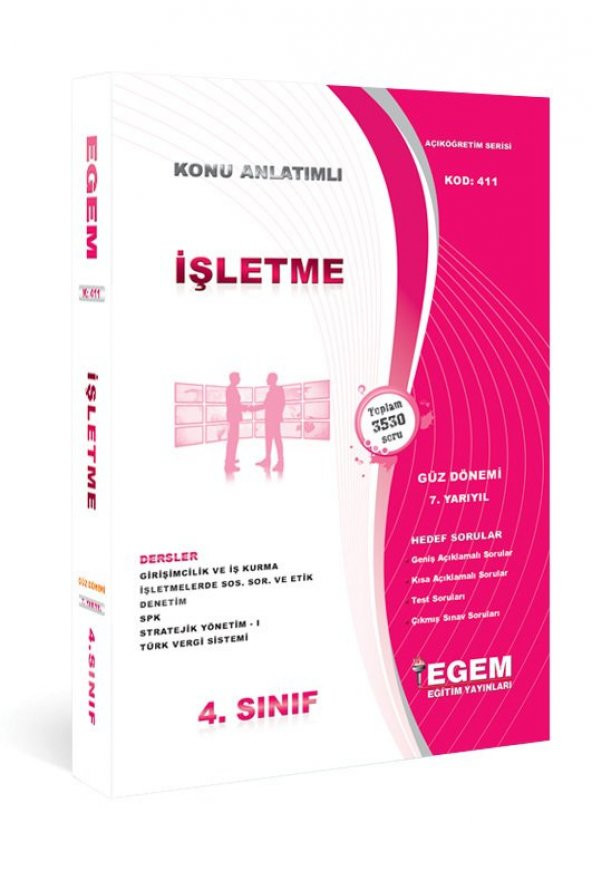 Aöf İşletme 4. Sınıf 7. Yarıyıl güz dönemi Egem Yayınları