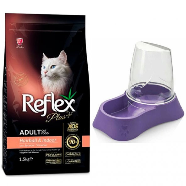 Reflex Plus Somonlu Hairball Kedi Maması 1.5 Kg + Evohe Mama Kabı