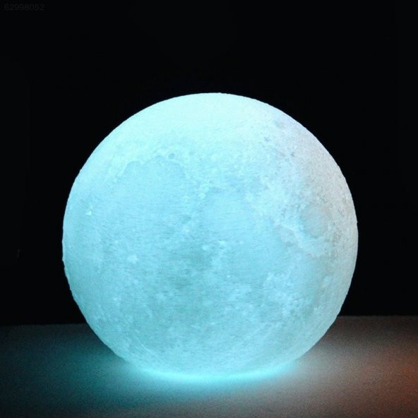 3D Ay Gece Lambası Mavi - Dekoratif Led Başucu Lambası