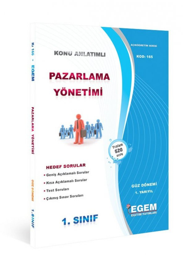 Aöf Pazarlama Yönetimi  1. Sınıf Güz Dönemi Konu Anlatımlı Soru Kitabı Tek EGEM YAYINLARI